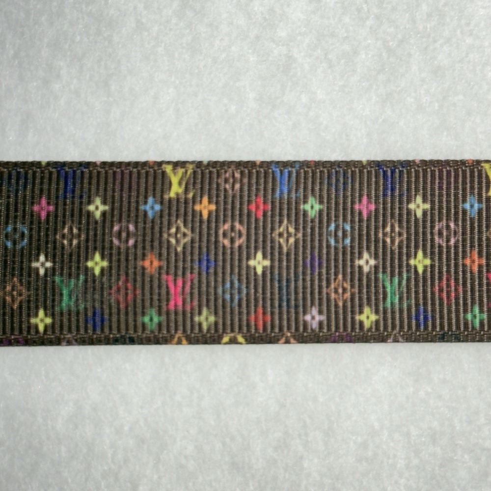 LV Ribbon Brown and Gold Ribbon 1" Wide 3 Yards Long